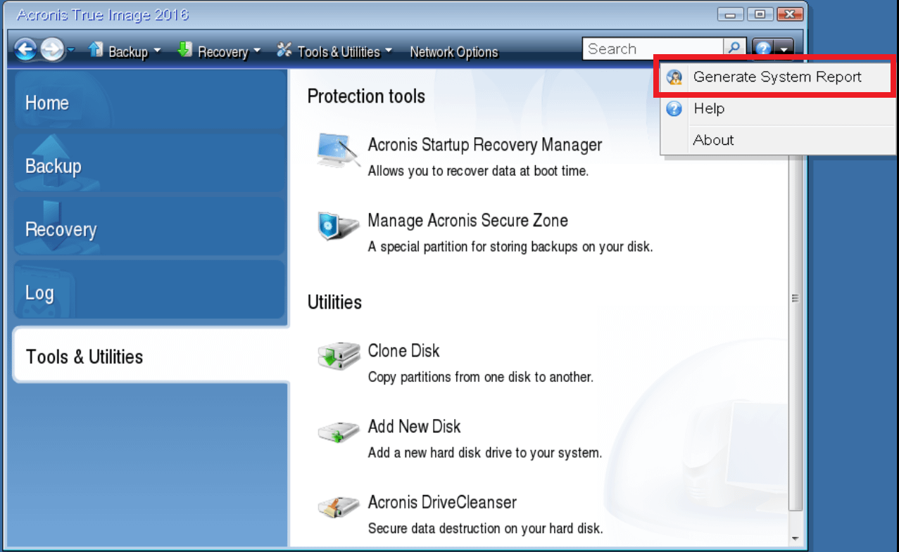 acronis true image cannot see operation process